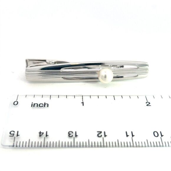 Mikimoto Estate Tie Bar Sterling Silver 6.35 mm M386 - Picture 8 of 8